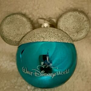 Walt Disney World Silver and Blue Mickey Mouse Ornament